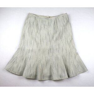 GARFIELD & MARKS - WOMEN'S IVORY WHITE & BLACK WOVEN FLARED A-LINE SKIRT SIZE 6